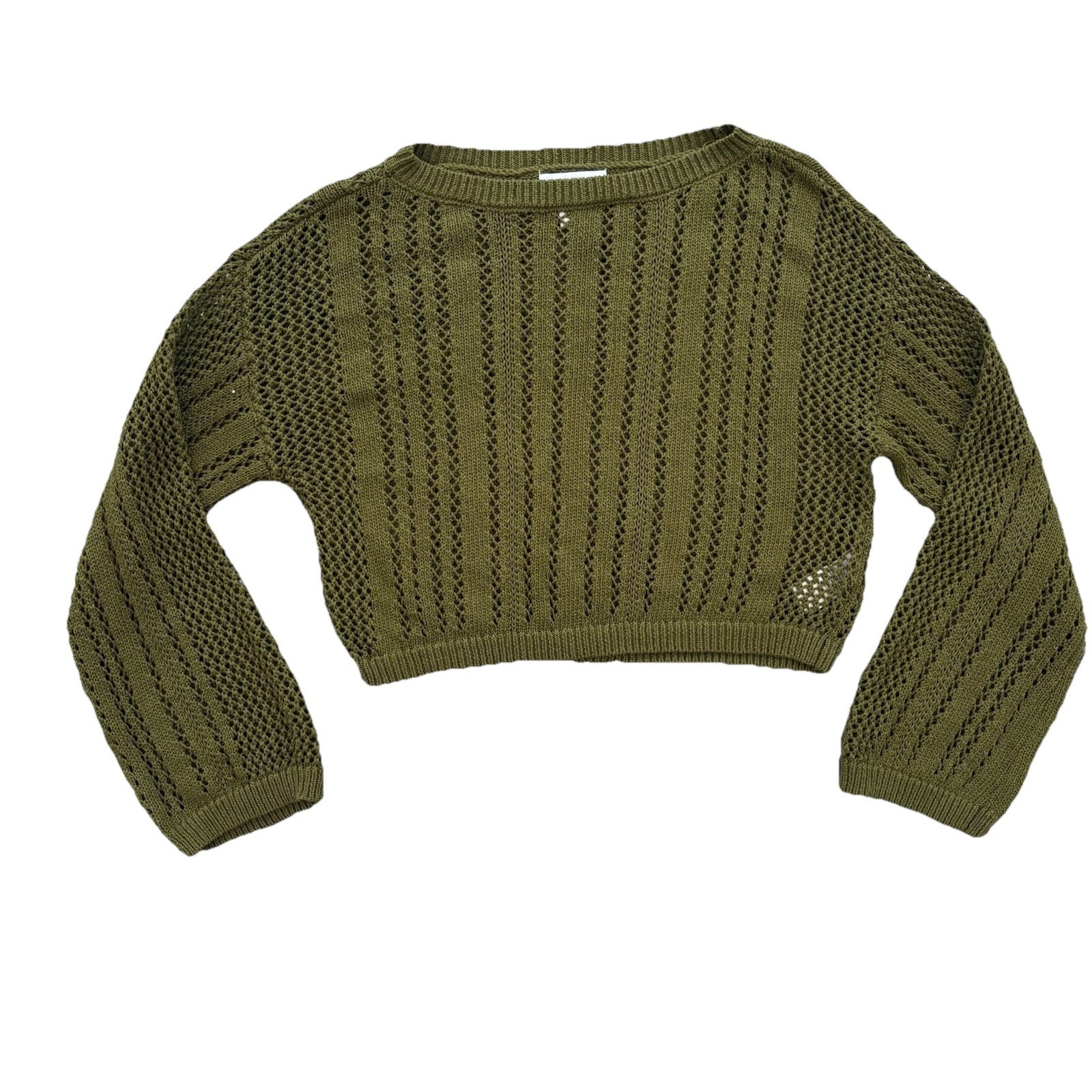 Martha Stewart Collection Green Knit Crochet Sweater Womens Size Small Martha Stewart Collection Green Knit Crochet Sweater Womens Size Small